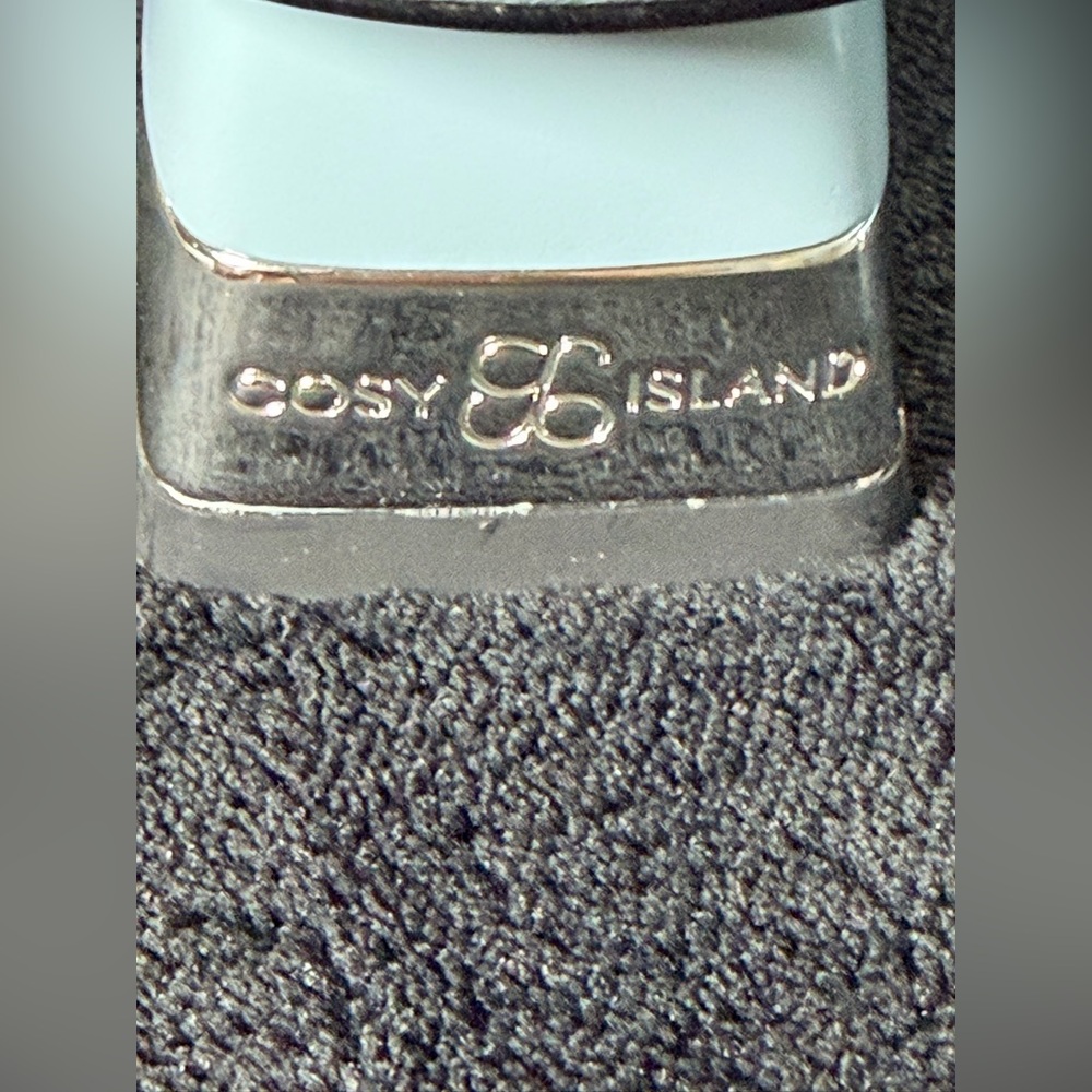 Cosy Island Light Blue Knit Logo Slide Sandals - Picture 6 of 6